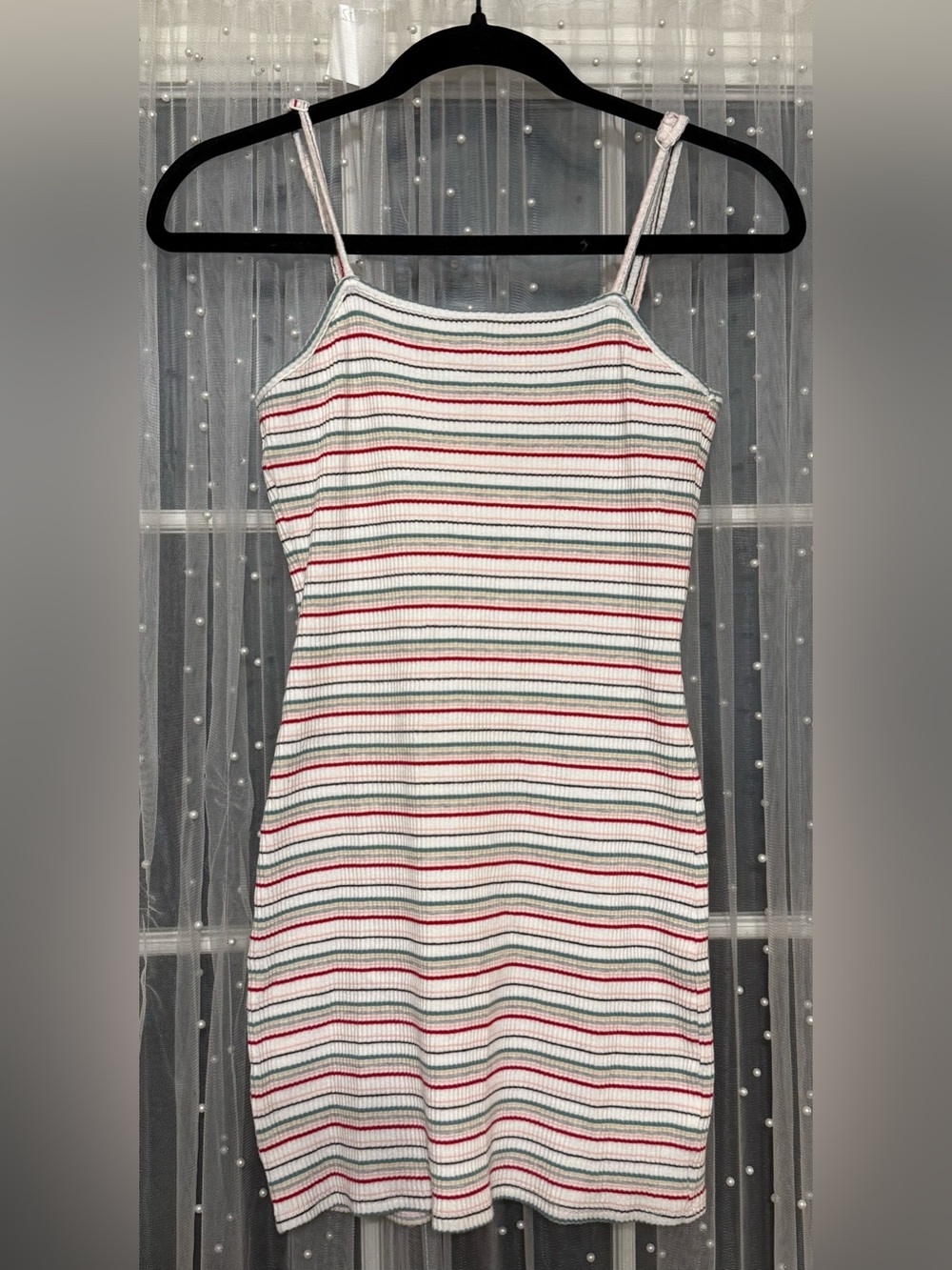 La Hearts White Mini Dress with Stripes S